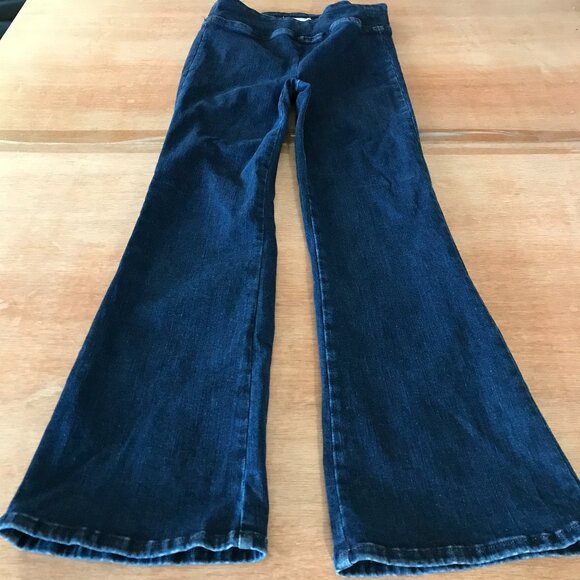 Frame The Jet Set Crop Bootcut Flare Jeans Women 1 Blue Mid Rise Pull On Keller - Picture 1 of 12